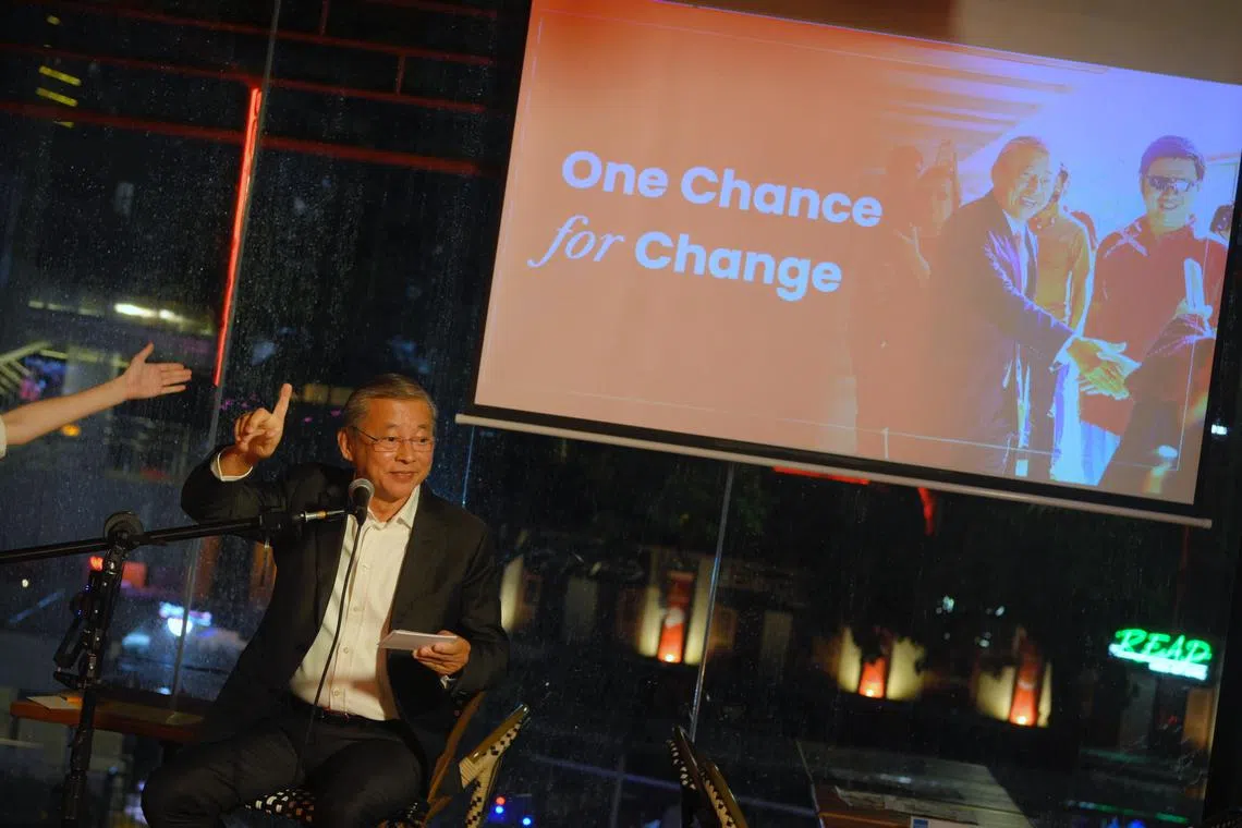 Presidential hopeful George Goh unveiling his slogan for the 2023 Presidential Election: One Chance for Change