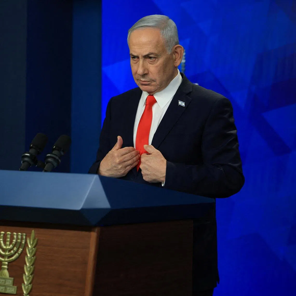 Israeli Prime Minister Benjamin Netanyahu holding a news conference, following a US-Iran deal, in Jerusalem, on June 15.