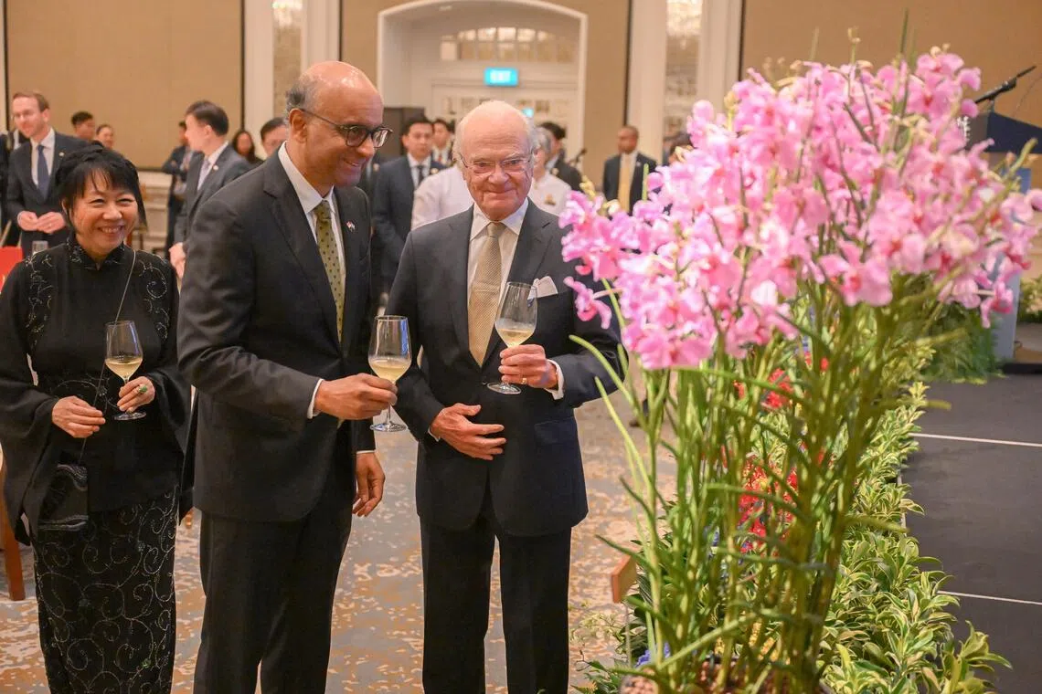 The visit is at the invitation of Sweden’s King Carl XVI Gustaf (right) who came to Singapore in November 2024.