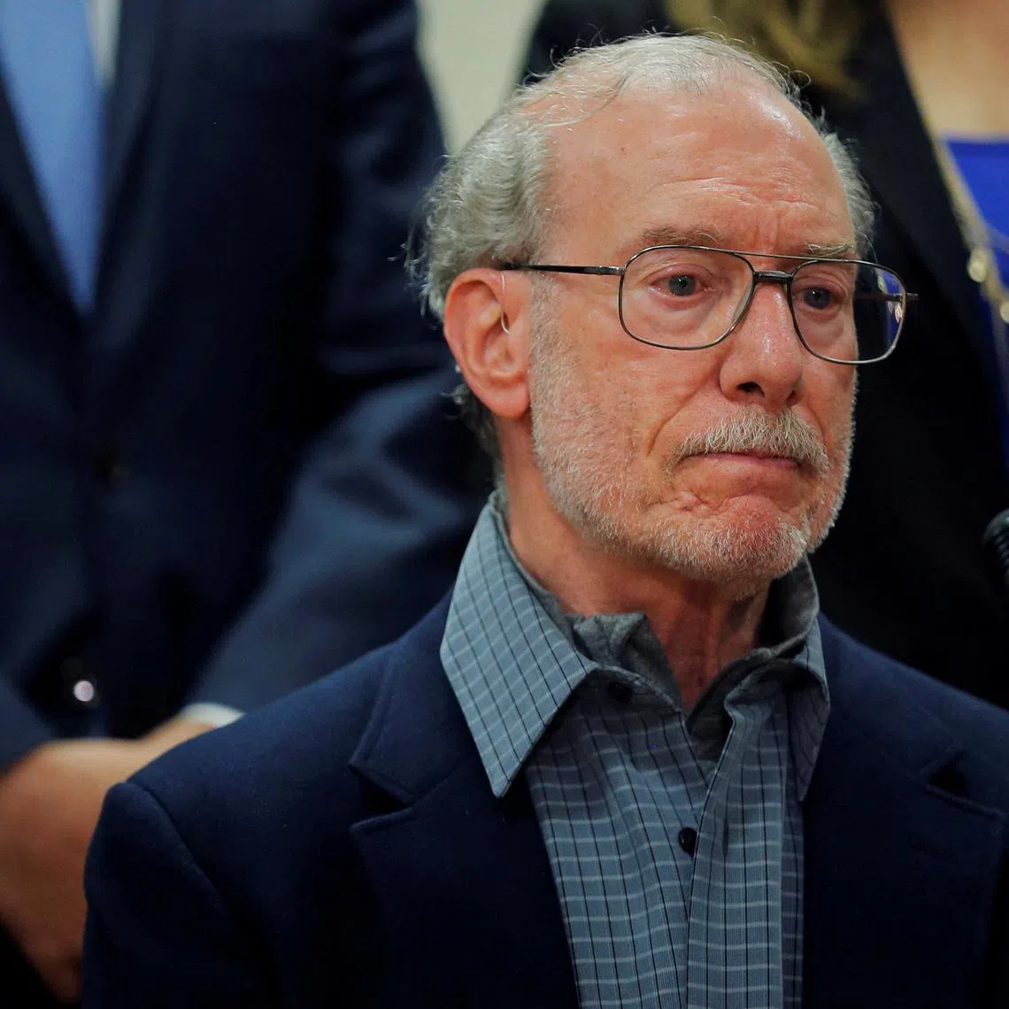 FILE PHOTO: Stanley Patz, father of 1979 murder victim 6-year-old Etan Patz, speaks to the media at Manhattan State Supreme Court following the sentencing of Pedro Hernandez, in New York City, U.S., April 18, 2017. REUTERS/Lucas Jackson/File Photo
