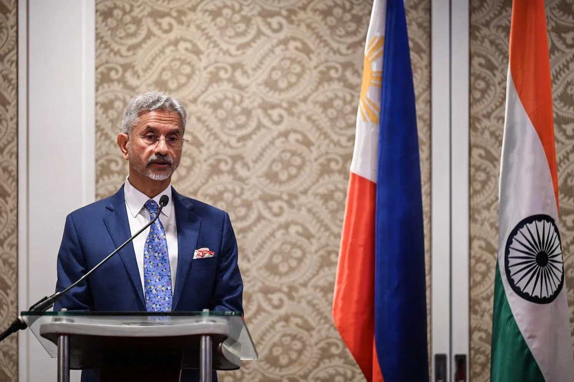 India’s Foreign Affairs Minister Subrahmanyam speaks during a joint press conference with Philippines’ Secretary of Foreign Affairs Enrique Manalo at the Sofitel Hotel in Manila, Philippines, March 26, 2024. Jam Sta Rosa/Pool via REUTERS/File Photo