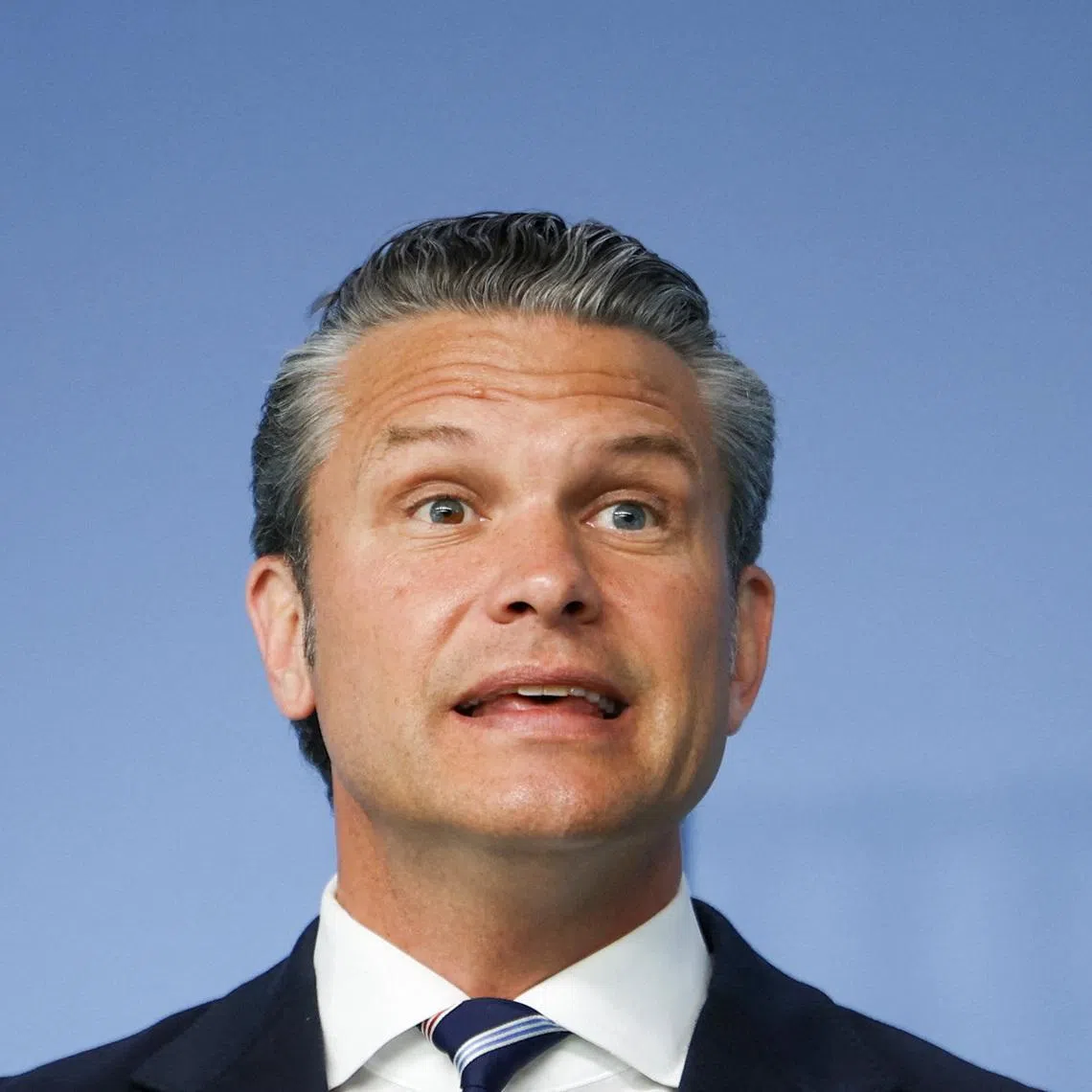 US Defense Secretary Pete Hegseth talks to the media on the day of a meeting of NATO defence ministers on June 18.