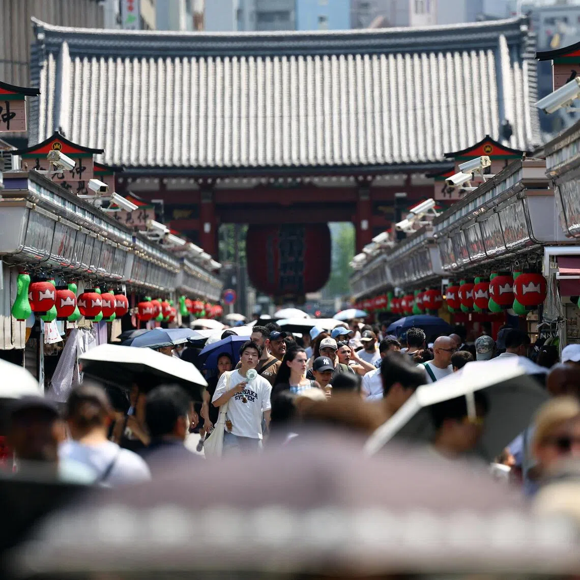 Nakamise Street in Tokyo’s Asakusa, a popular sightseeing district where land prices rose among the most in the country.