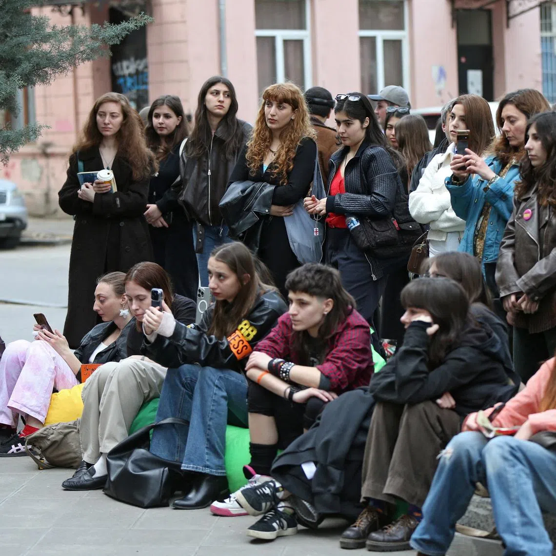 Students attend a rally against education reforms outside the Georgian Ministry of Education building in Tbilisi, Georgia April 1, 2026. REUTERS/Irakli Gedenidze