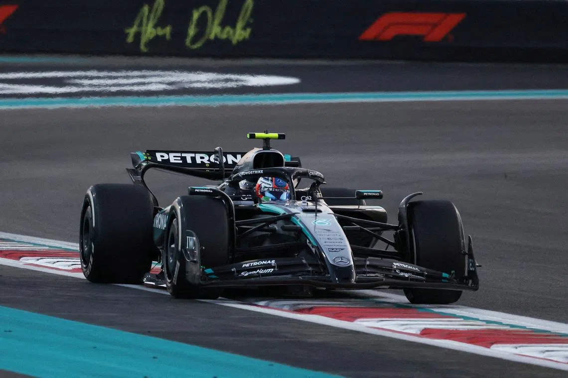 FILE PHOTO: Formula One F1 - Abu Dhabi Grand Prix - Yas Marina Circuit, Abu Dhabi, United Arab Emirates - December 7, 2025 Mercedes' Andrea Kimi Antonelli in action during the race REUTERS/Amr Alfiky/File Photo