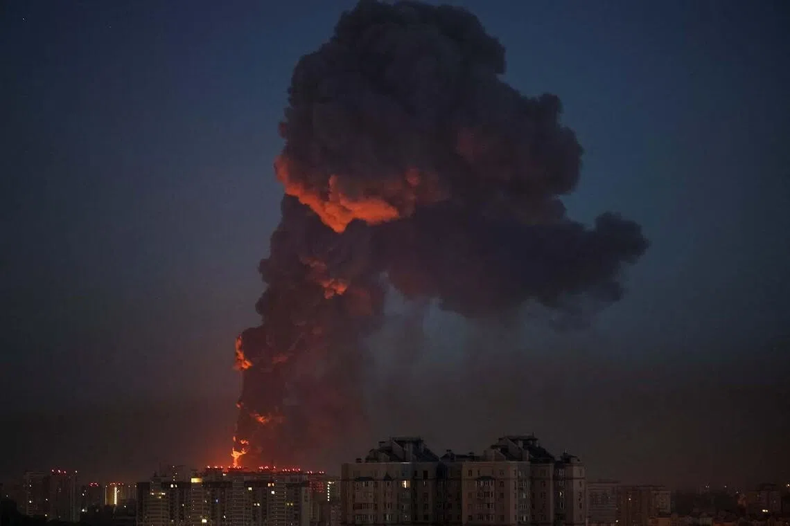 Smoke rises in the city during a Russian missile and drone strike, amid Russia's attack on Ukraine, in Kyiv, Ukraine July 2, 2026. REUTERS/Gleb Garanich TPX IMAGES OF THE DAY