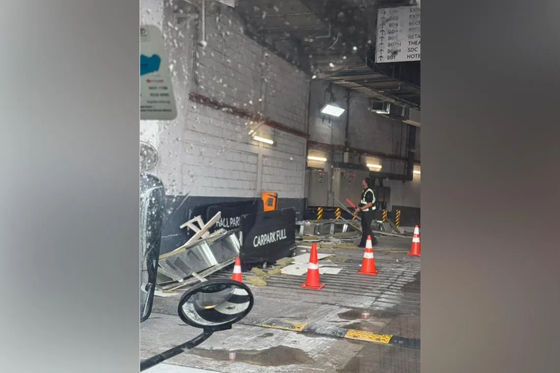 Footage of the accident shows a man wearing a neon yellow vest walking near the overhead duct moments before it comes crashing down. 
