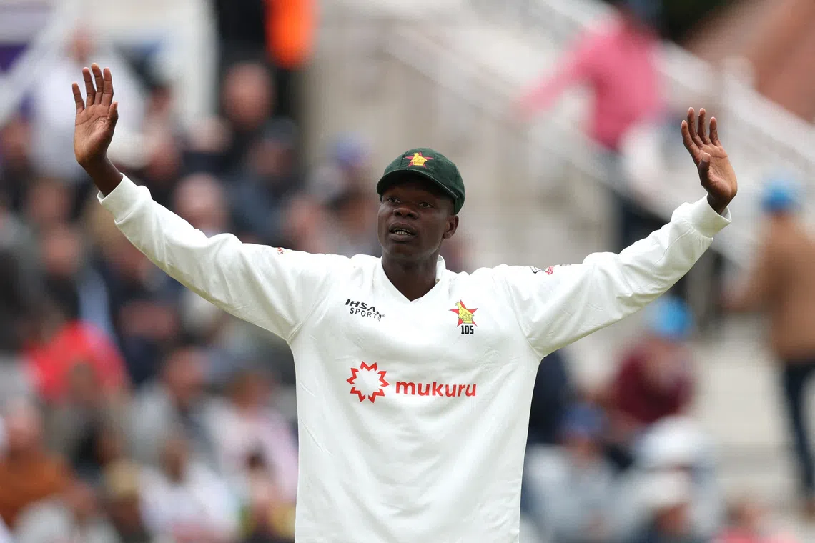 Cricket - International Test Match Series - England v Zimbabwe - Trent Bridge, Nottingham, Britain - May 22, 2025 Zimbabwe's Blessing Muzarabani reacts Action Images via Reuters/Paul Childs