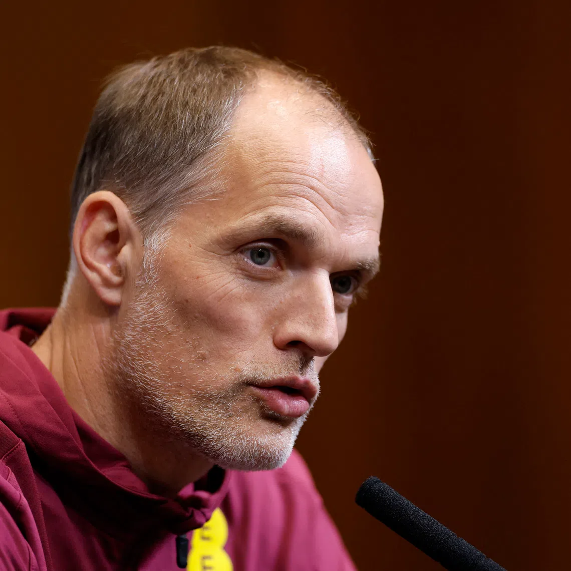 Soccer Football - International Friendly - England Press Conference - Wembley Stadium, London, Britain - October 8, 2025 England manager Thomas Tuchel during the press conference Action Images via Reuters/Peter Cziborra