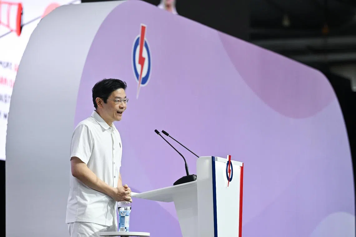 PM Lawrence Wong speaking at the PAP conference on Nov 24. PM Wong has been named the new secretary-general of the PAP.