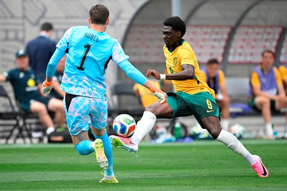 Australia's Mohamed Toure in action during a friendly match with Switzerland in California on June 6.