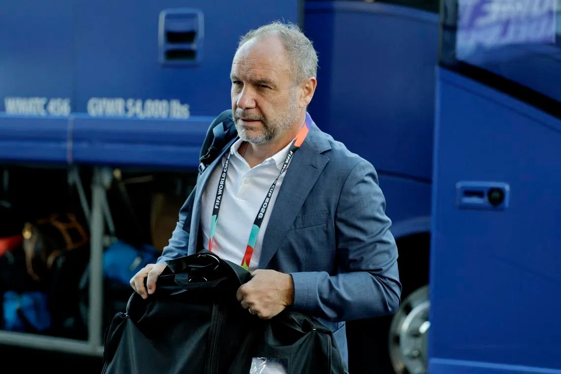 Soccer Football - FIFA World Cup 2026 - Group C - Brazil v Haiti - Philadelphia Stadium, Philadelphia, Pennsylvania, U.S. - June 19, 2026 Haiti coach Sebastien Migne arrives at the stadium before the match REUTERS/Jeenah Moon