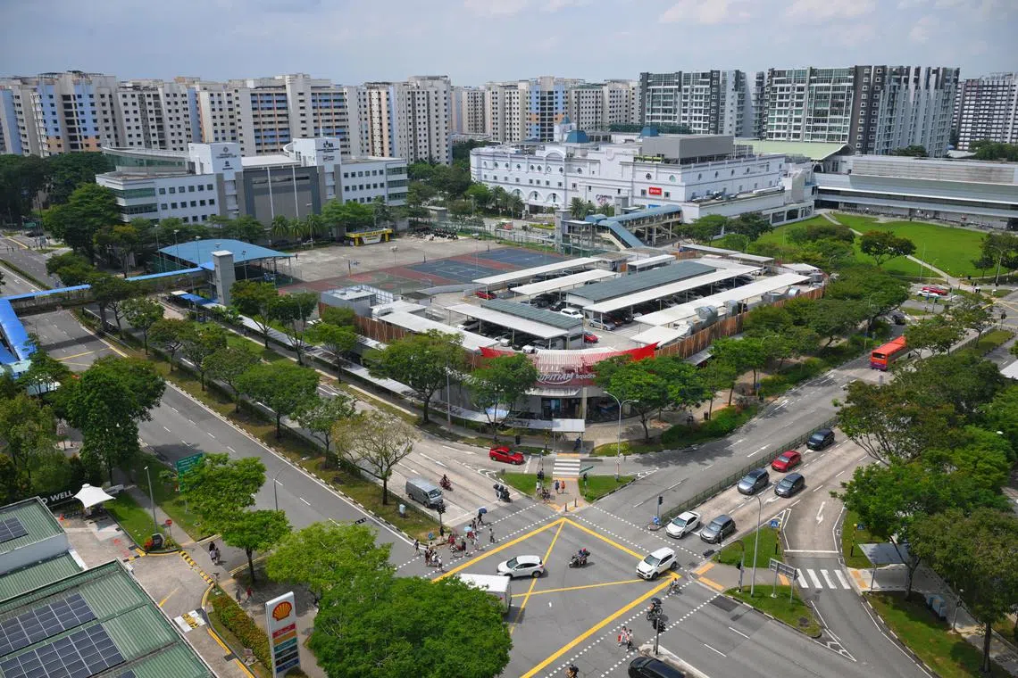 An aerial view on  June 21, 2025, showing the existing site in Sengkang that has been earmarked for the upcoming integrated community hub.