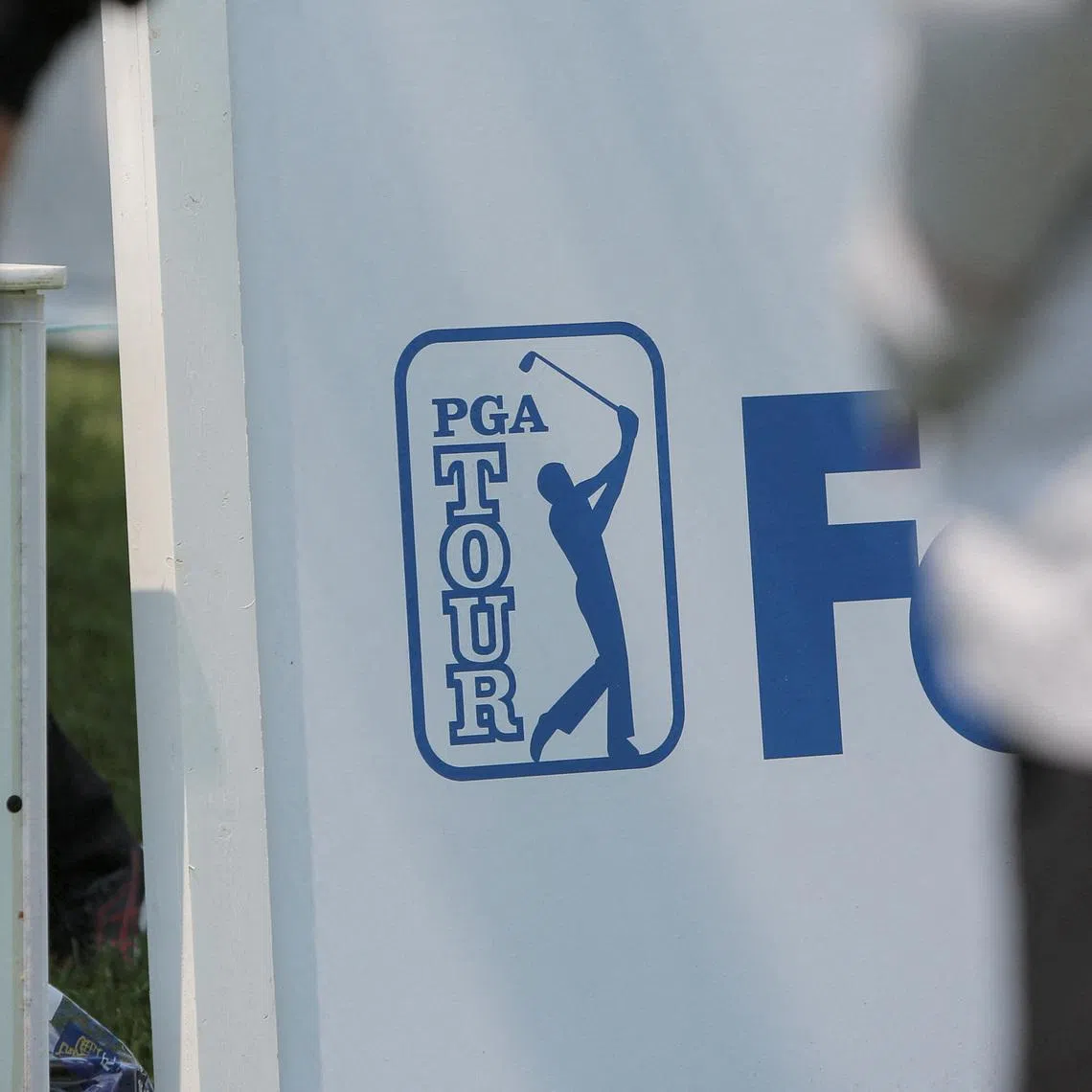 FILE PHOTO: A view shows the logo of PGA Tour during the Canadian Open Championship at Oakdale Golf and Country Club in Toronto, Ontario, Canada June 7, 2023.  REUTERS/Nick Lachance/File Photo