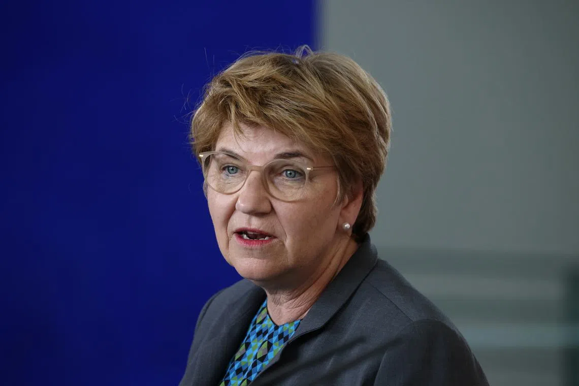 Swiss Confederation President Viola Amherd attends a news conference in Berlin, Germany, May 15, 2024. REUTERS/Liesa Johannssen