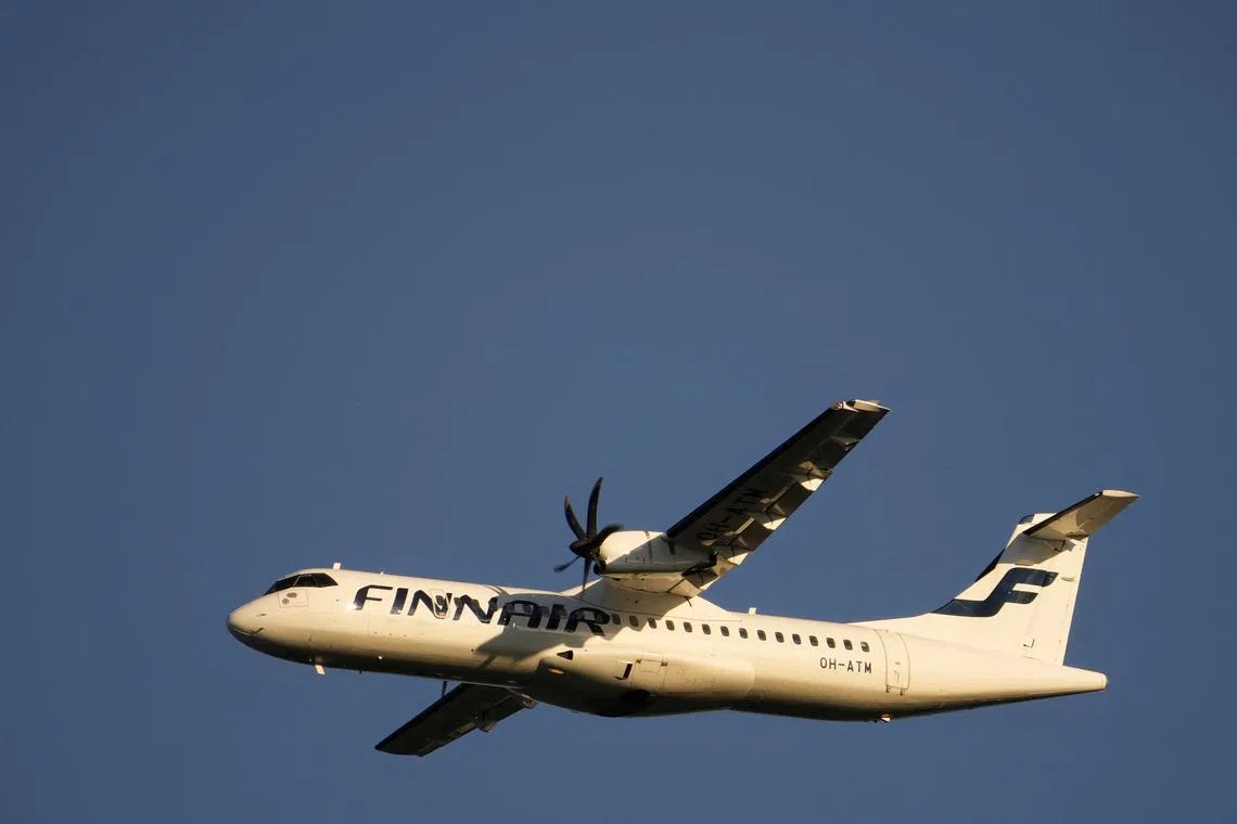 A Finnair ATR 72-500 plane takes off from Vilnius international airport, Lithuania September 6, 2022. REUTERS/Ints Kalnins/File Photo