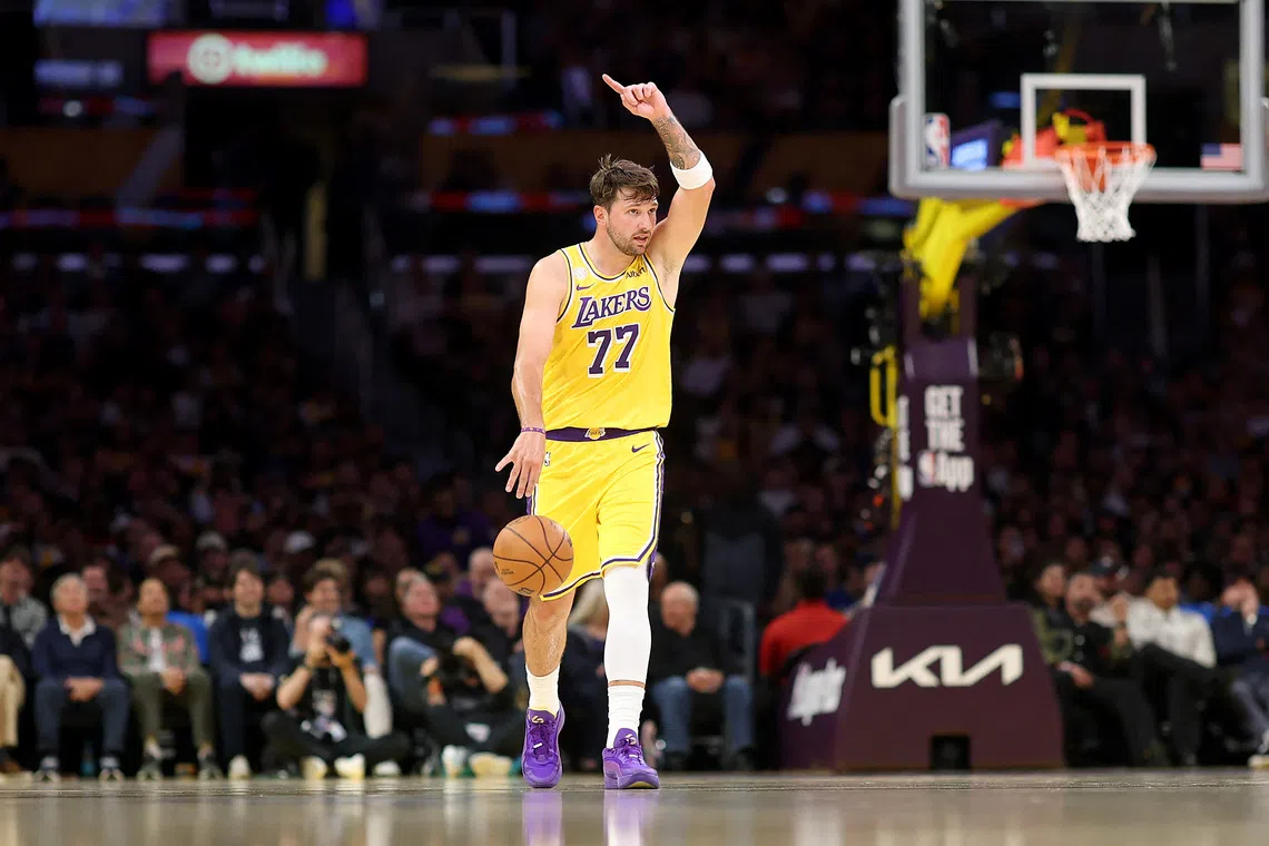 Luka Doncic scored 28 points as the Los Angeles Lakers beat the Golden State Warriors 127-105 in the NBA.
