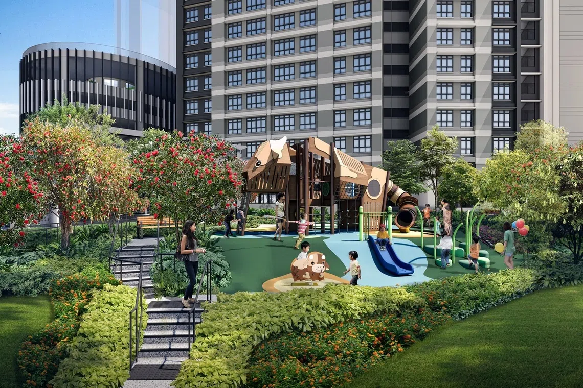 Cattle-themed elements in the children’s playground at Crawford Heights