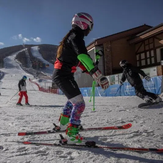 Guests at the Thaiwoo Ski Resort in Zhangjiakou, Hebei province, north of Beijing.
