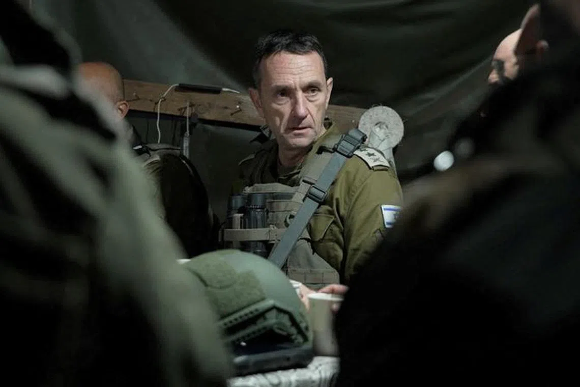 FILE PHOTO: Israeli military Chief of General Staff Herzi Halevi looks on while visiting a location given as northern Israel, in this screengrab taken from a handout video released on January 3, 2024. Israel Defense Forces/Handout via REUTERS/File Photo