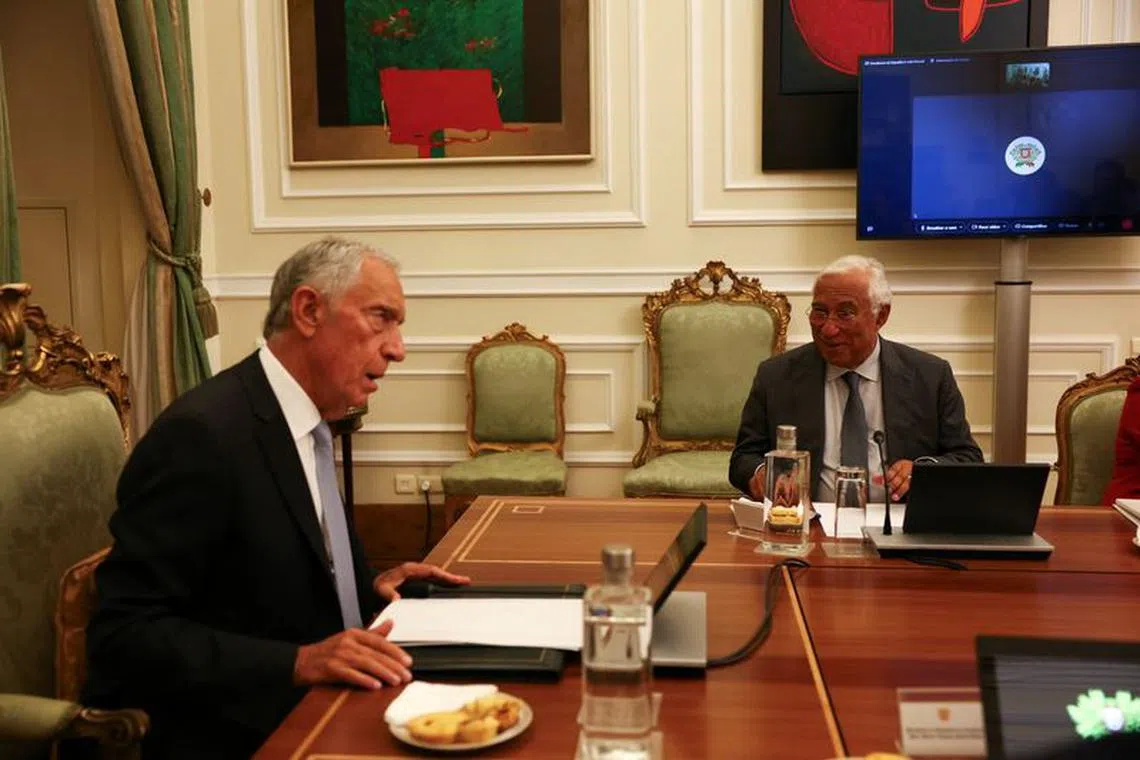 Portugal's President Marcelo Rebelo de Sousa meets with the Council of State after Prime Minister Antonio Costa resigned due to an ongoing investigation on the alleged corruption in multi-billion dollar lithium, green hydrogen and data centre deals, in Lisbon, Portugal, November 9, 2023. REUTERS/Pedro Nunes