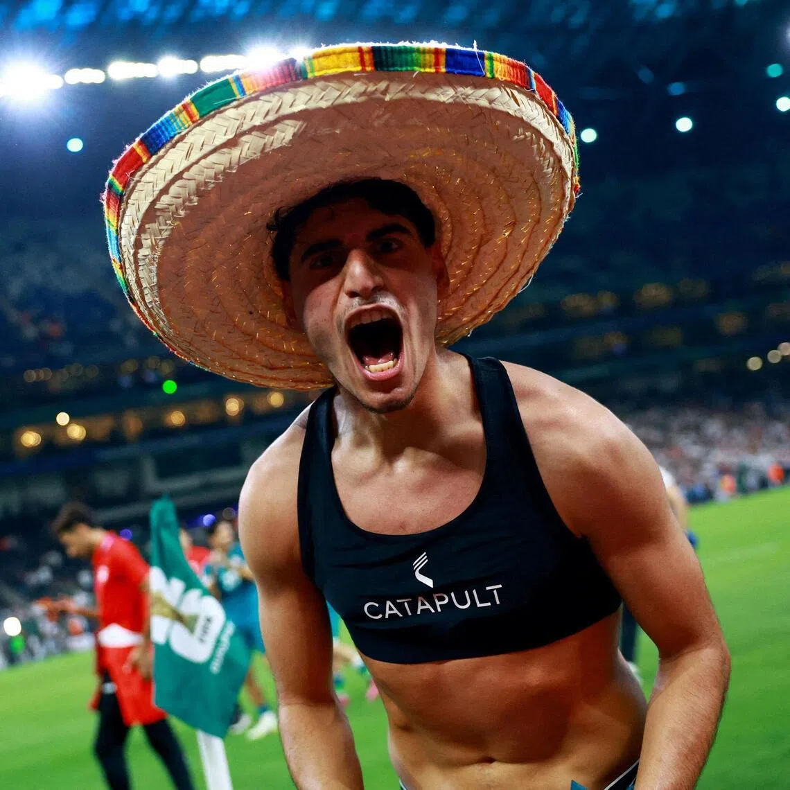 Marko Farji celebrating after Iraq qualify for 2026 World Cup with a 2-1 win over Bolivia in an intercontinental play-off at the Estadio BBVA in Monterrey, Mexico, on March 31, 2026.