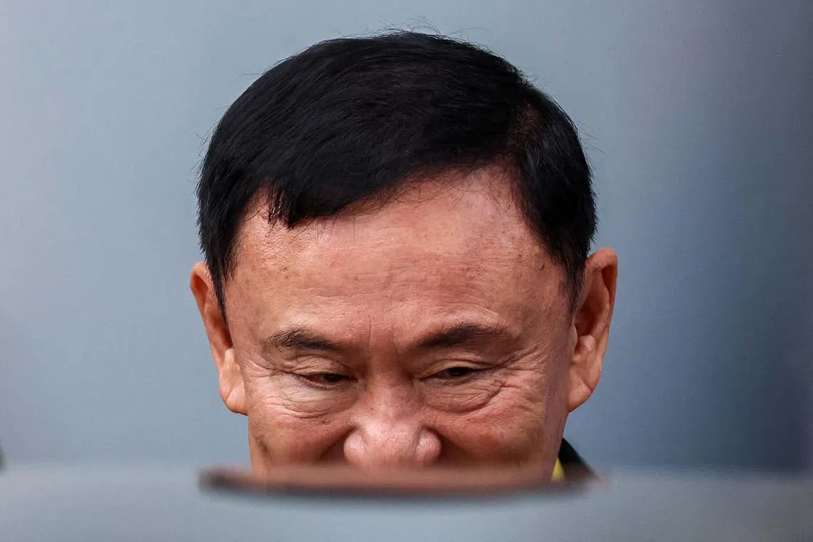 Former Thailand Prime Minister Thaksin Shinawatra leaves the Criminal court after appearing for the hearing of a lese majeste case, also known as a royal insult case in Bangkok, Thailand, August 19, 2024. REUTERS/Athit Perawongmetha