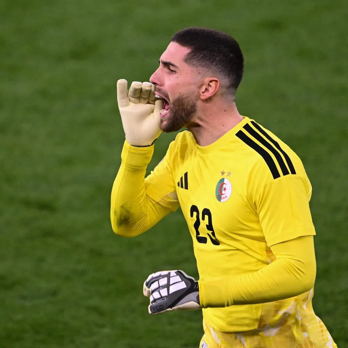Algeria's goalkeeper Luca Zidane communicating with his defence during their last-16 match against the Democratic Republic of Congo on Jan 6.