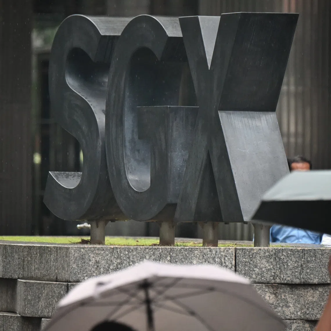 Generic pix of the lunchtime crowd/ office workers with the SGX logo at the SGX Centre 1, located in Shenton Way, on Sep 17, 2025.