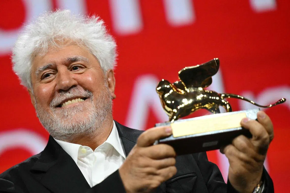 Spanish director Pedro Almodovar wins the Venice Film Festival's Golden Lion for The Room Next Door, his first English-language movie.