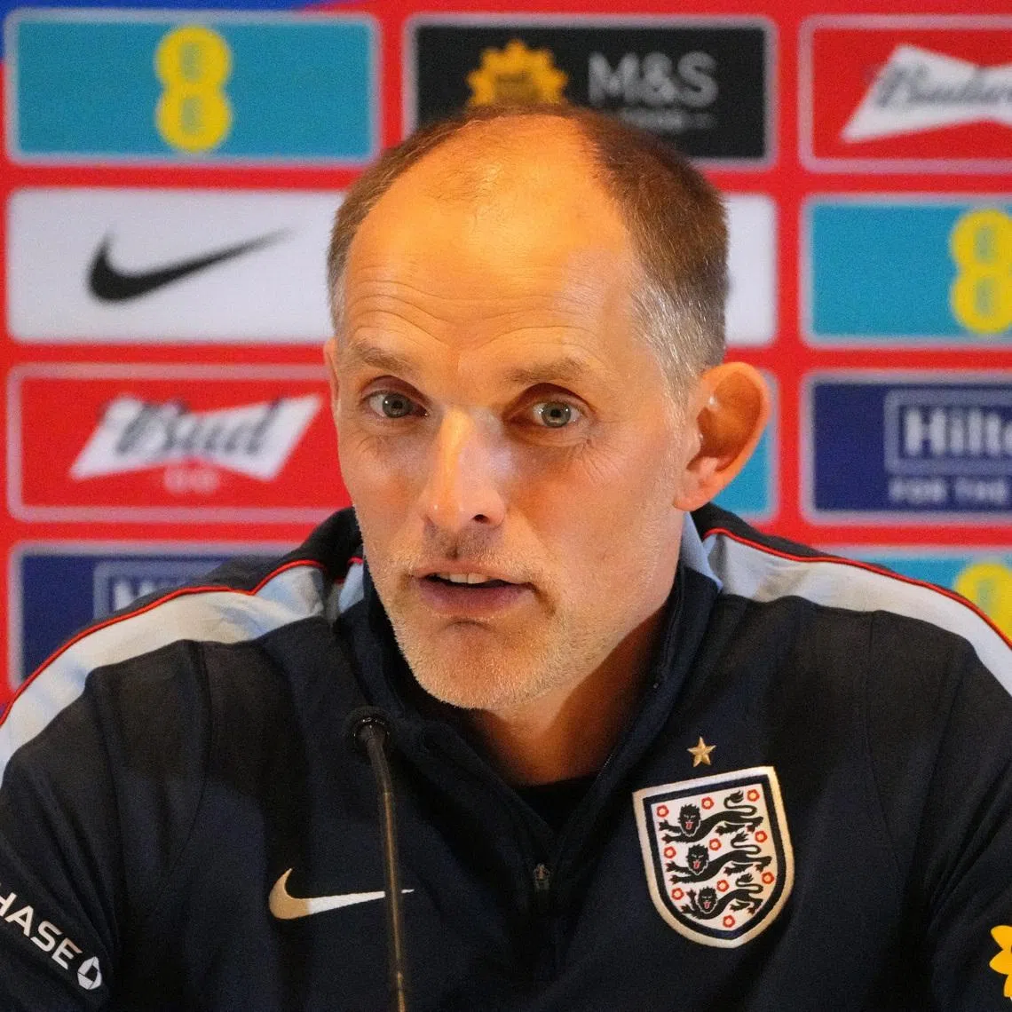 England manager Thomas Tuchel during the press conference ahead of their international friendly against New Zealand, Soccer Football, International Friendly, England Press Conference, The Gardens North County District Park, Palm Beach Gardens, Florida, U.S., June 5, 2026. IMAGN IMAGES via Reuters/Jim Rassol