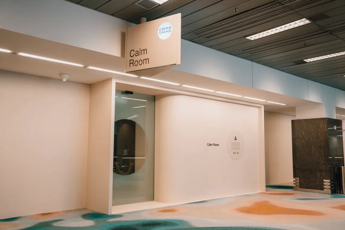The room features four zones designed to offer neurodivergent travellers and their caregivers a place to rest and find relief.