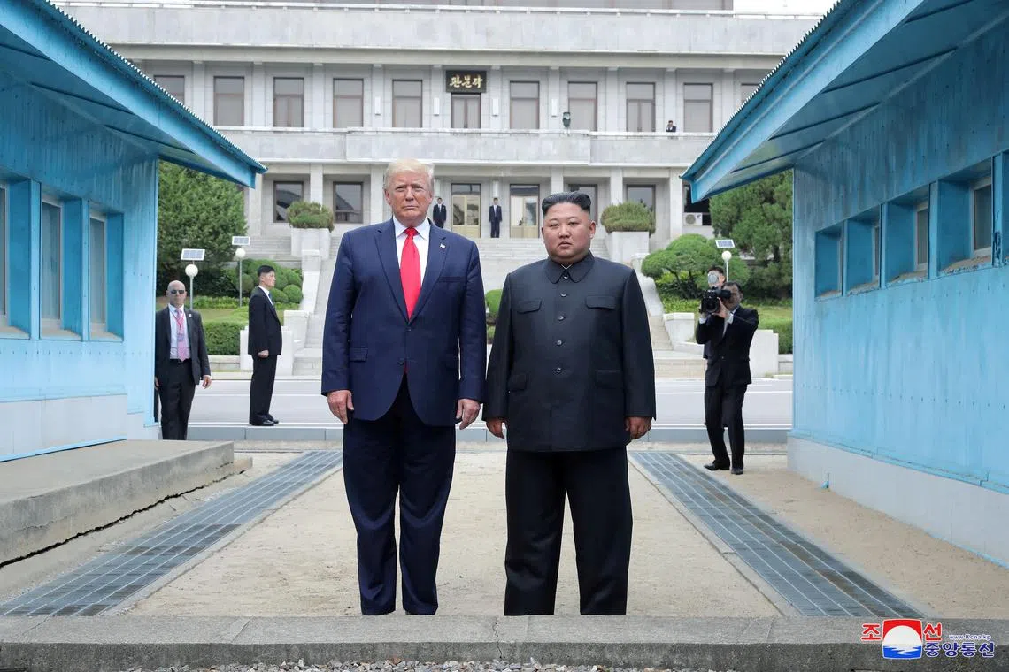 US President Donald Trump (left) and North Korean leader Kim Jong Un at the demilitarized zone in Panmunjom, South Korea, in 2019.