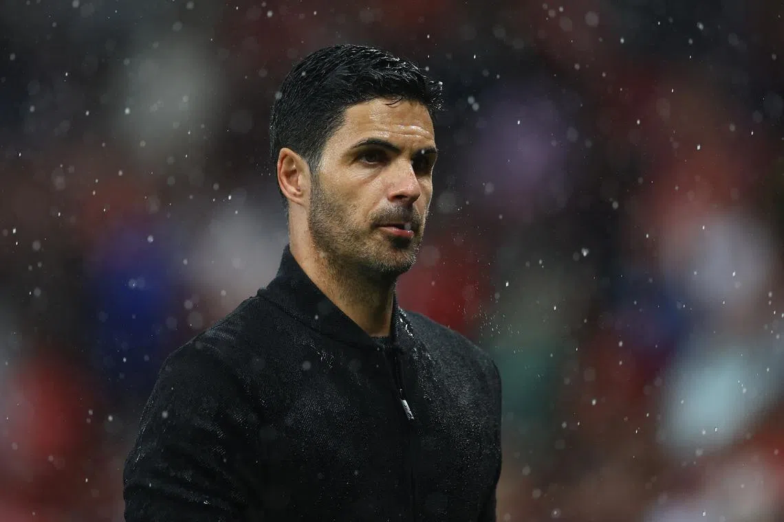 FILE PHOTO:Soccer Football - Premier League - Manchester United v Arsenal - Old Trafford, Manchester, Britain - May 12, 2024 Arsenal manager Mikel Arteta after the match REUTERS/Carl Recine