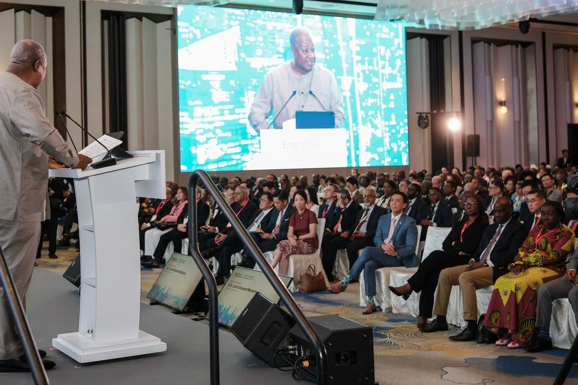 Ghana’s President John Dramani Mahama speaks at the 8th Africa Singapore Business Forum on Aug 26.