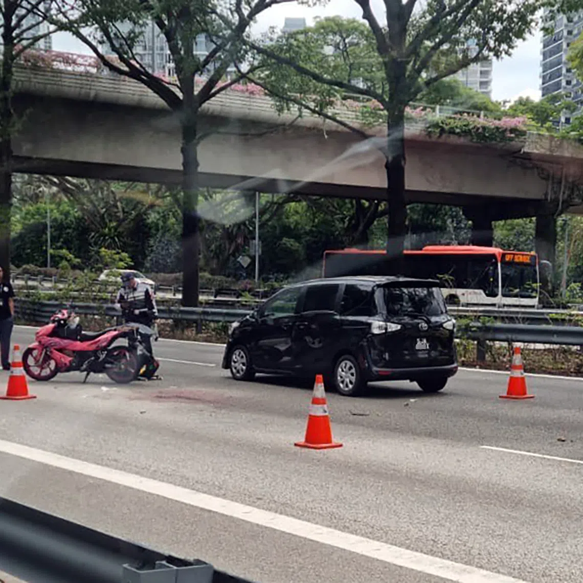 The motorcyclist was unconscious when taken to Tan Tock Seng Hospital, where he subsequently died.