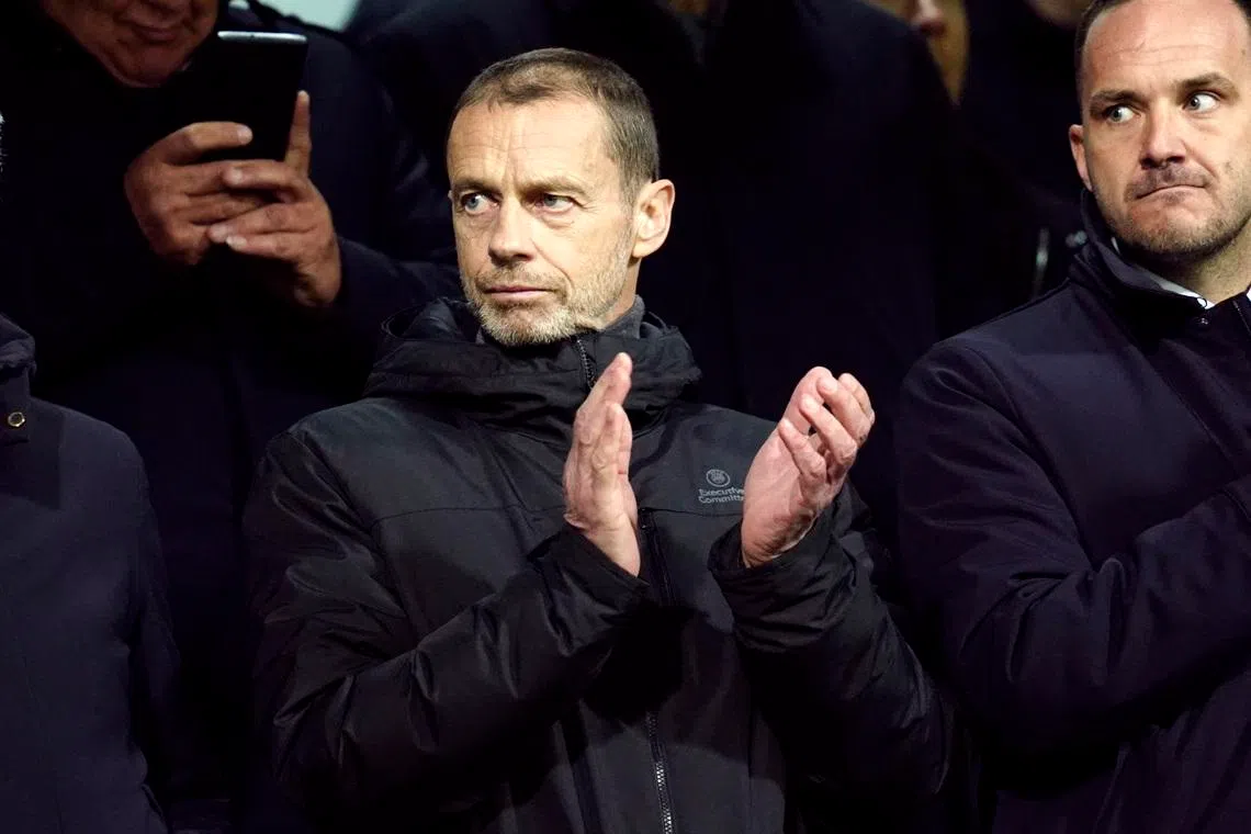 Soccer Football - FIFA World Cup - UEFA Qualifiers - Finals - Bosnia and Herzegovina v Italy - Bilino Polje Stadium, Zenica, Bosnia and Herzegovina - March 31, 2026 UEFA president Aleksander Ceferin in the stands before the match REUTERS/Matteo Ciambelli