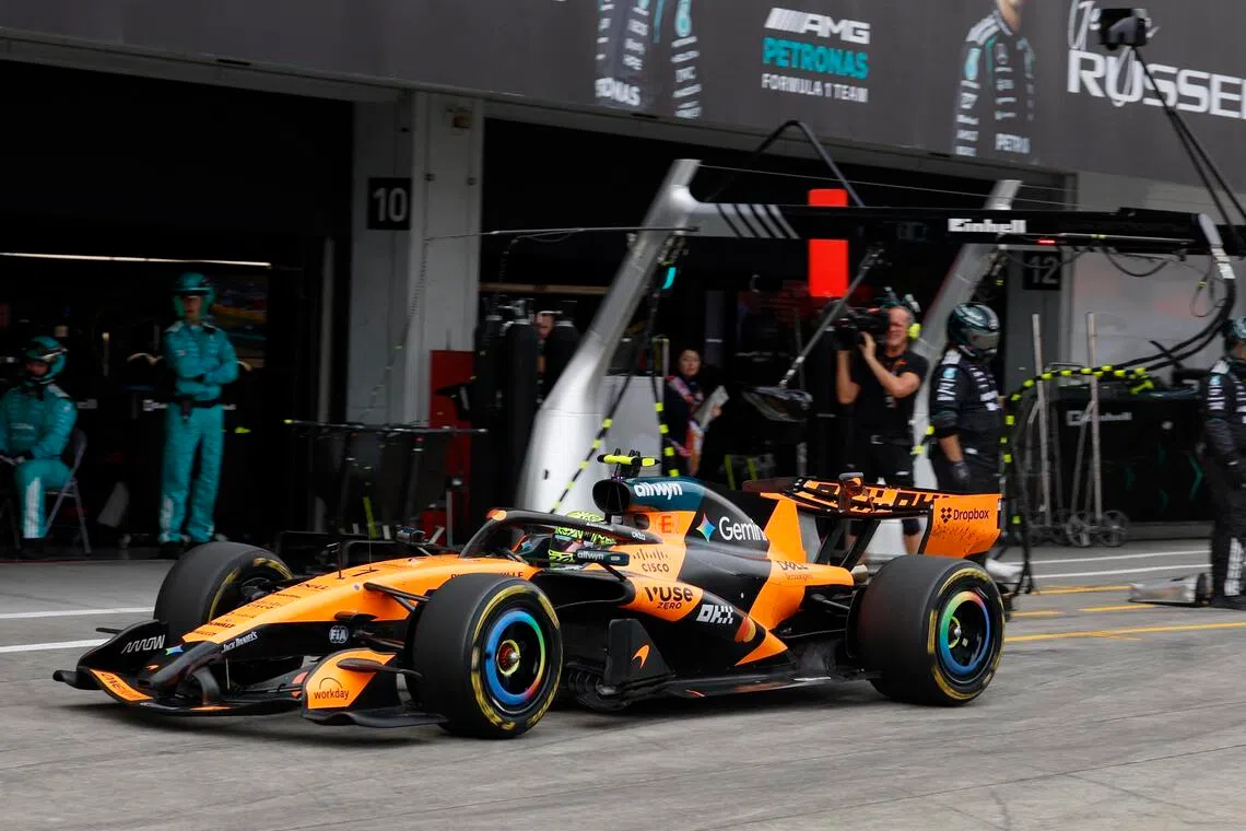 McLaren's Lando Norris on a pit stop during the Japanese Grand Prix in March 2026.