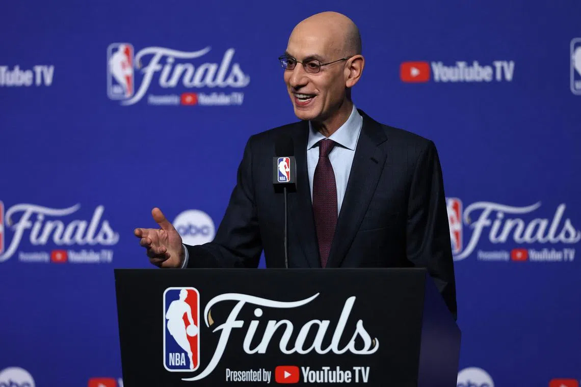NBA Commissioner Adam Silver speaks to the media prior to Game 1 of the NBA Finals.