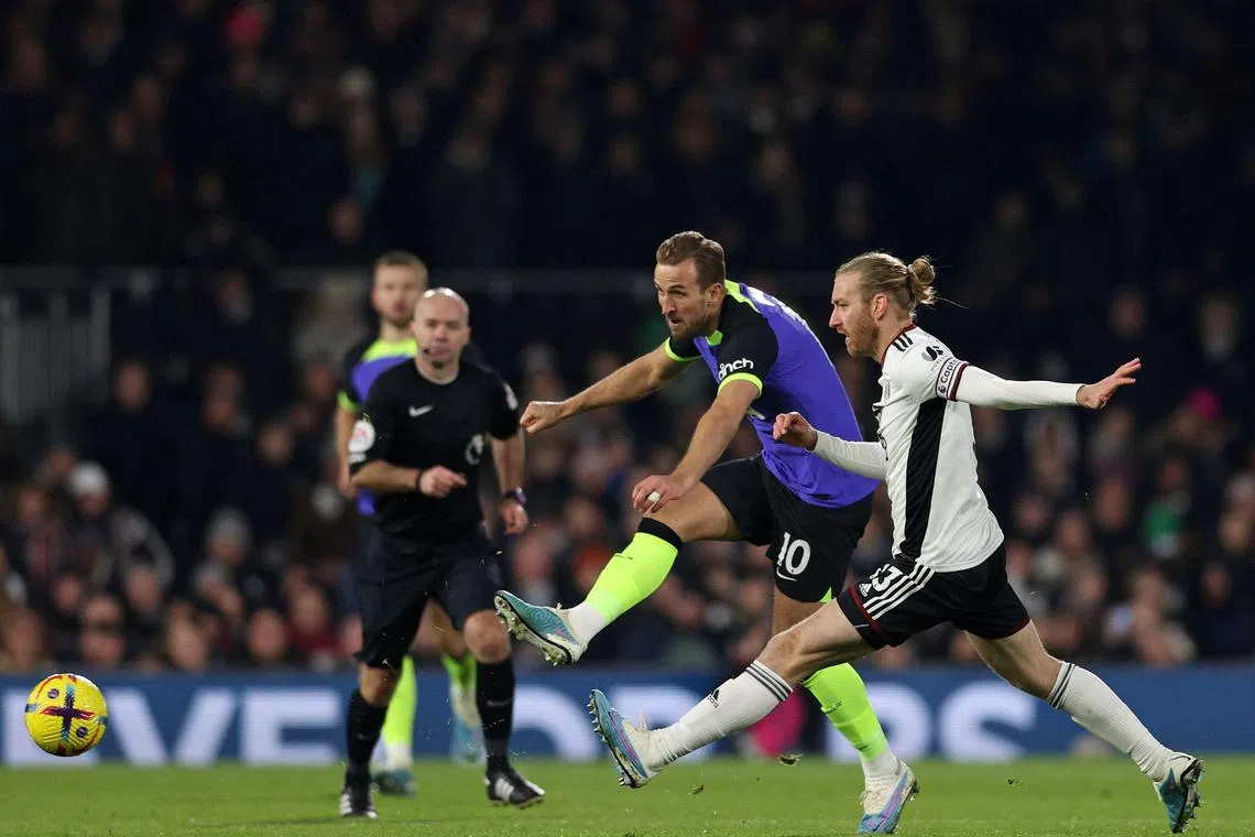 Tottenham Hotspur's English striker Harry Kane (centre) is now tied with Jimmy Greaves as the club's topscorer in all competitions with 266 goals.