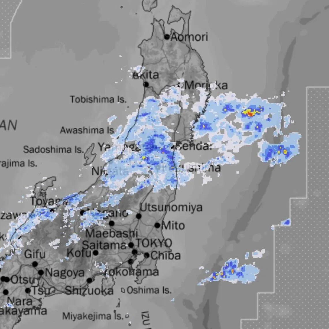 The Japan Meteorological Agency warned of landslides, flooding and rising rivers as unstable atmospheric conditions spread across western and eastern Japan.