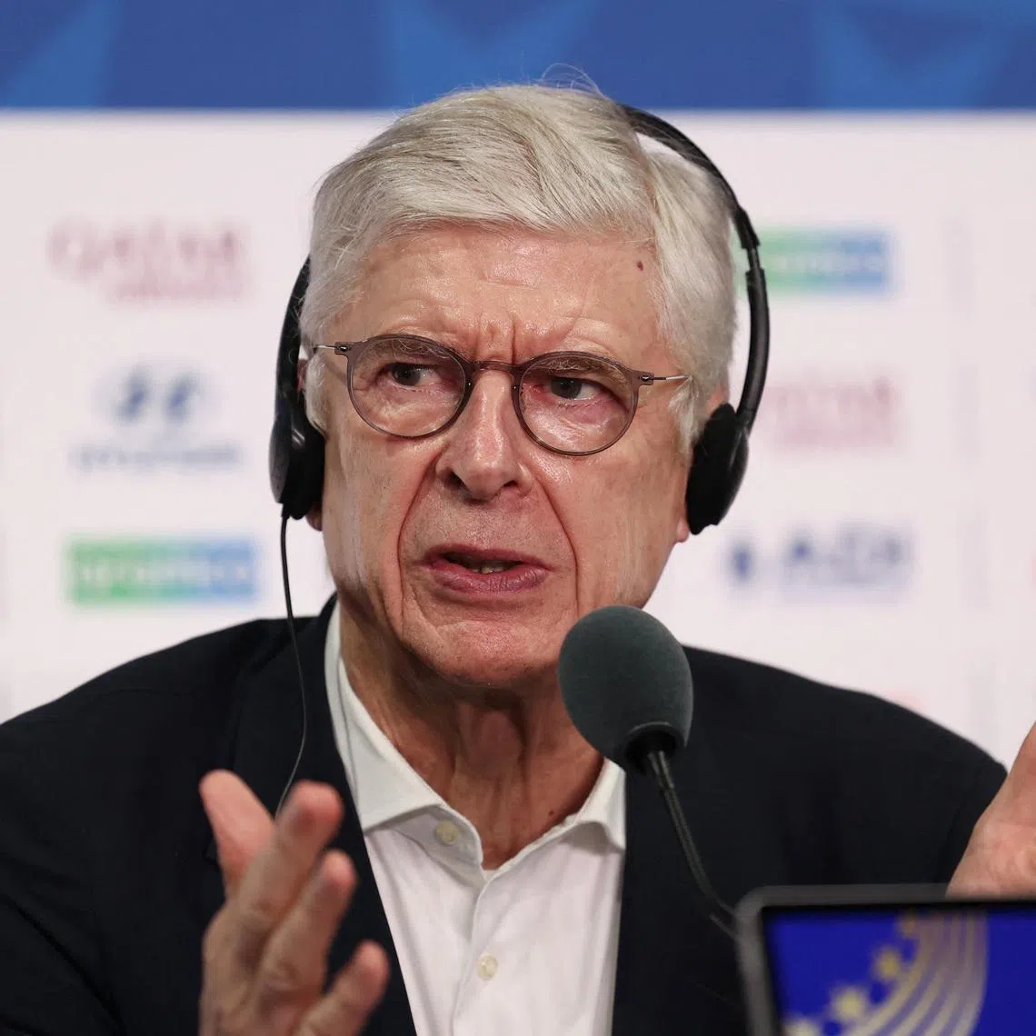 Soccer Football - FIFA World Cup 2026 - Final - FIFA Technical Study Group Press Conference - New York New Jersey Stadium, East Rutherford, New Jersey, U.S. - July 18, 2026 FIFA Chief of Global Football Development Arsene Wenger during the press conference REUTERS/Amanda Perobelli