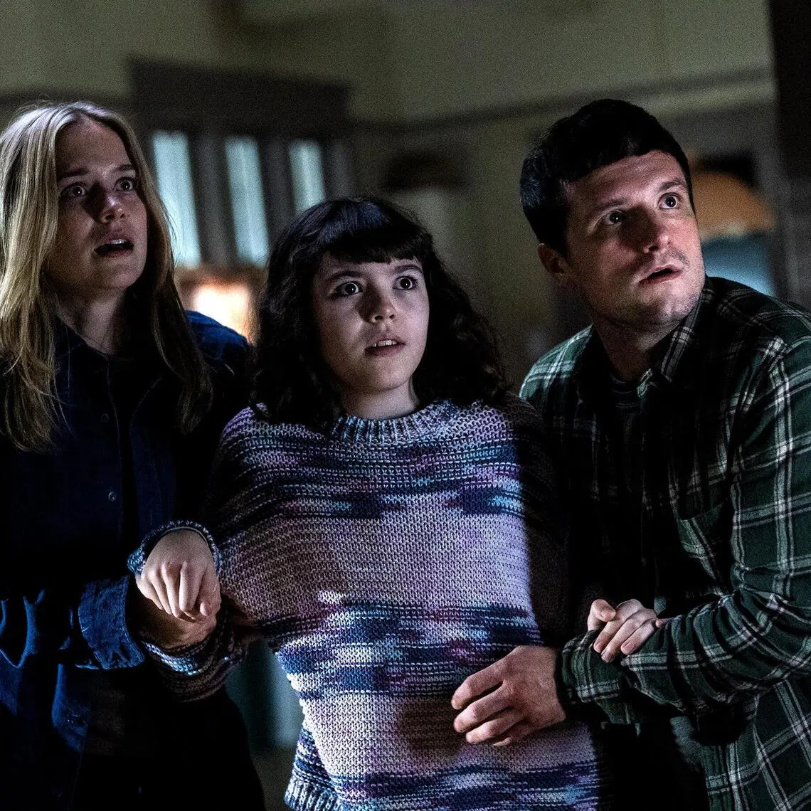 (From left) Elizabeth Lail, Piper Rubio and Josh Hutcherson in Five Nights At Freddy's 2.