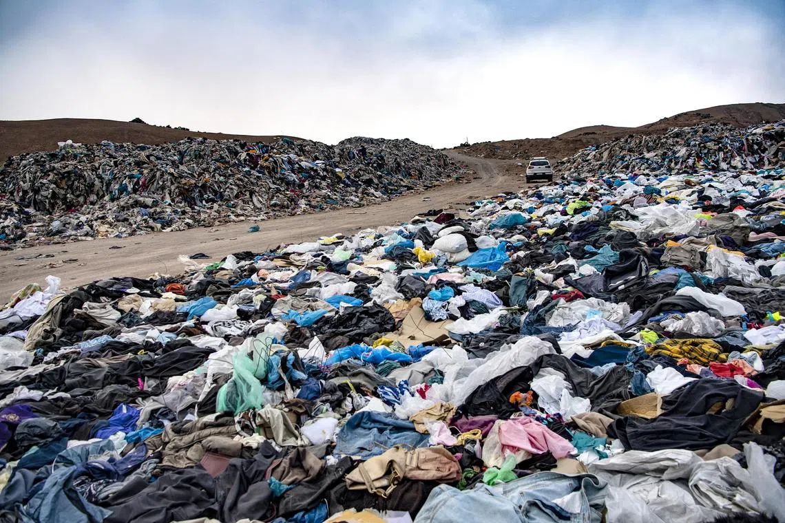 Used clothes discarded in Chile's Atacama Desert.