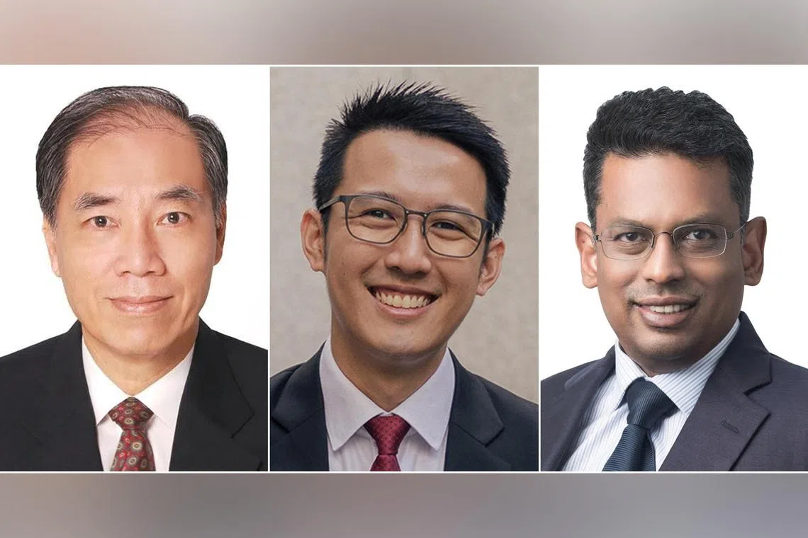 (From left) Lee & Lee’s Senior Counsel Tan Tee Jim, Fortress Law Corporation’s co-founder Mark Yeo, and Oon & Bazul’s managing partner Bazul Ashhab were among the 20 top-rated lawyers in the ST-Statista Singapore’s Best Law Firms 2025 survey.