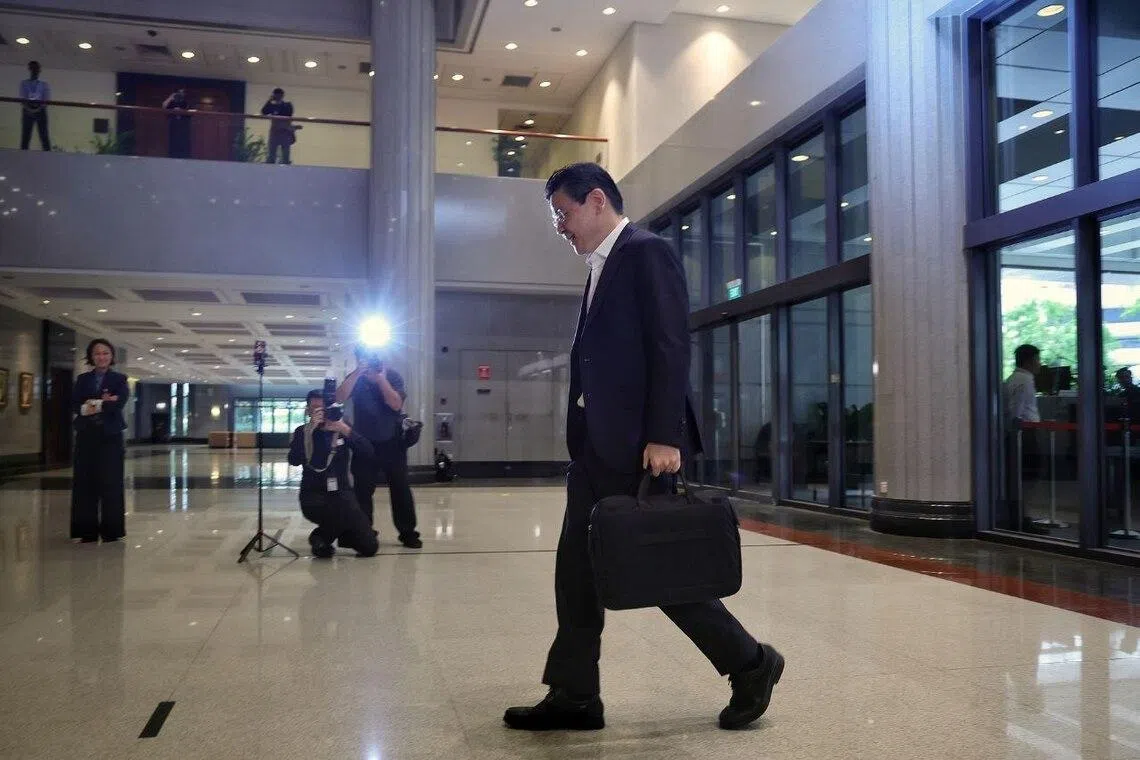 Prime Minister Lawrence Wong arriving at Parliament House to deliver his Budget speech on Feb 12.