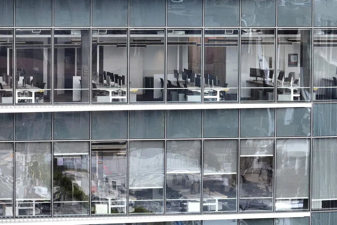 Empty offices a the Uber office building in San Francisco on May 19, 2023.