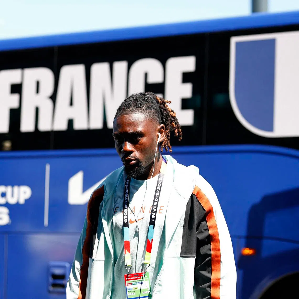 Soccer Football - FIFA World Cup 2026 - Round of 16 - Paraguay v France - Philadelphia Stadium, Philadelphia, Pennsylvania, U.S. - July 4, 2026 France's Manu Kone arrives at the stadium before the match REUTERS/Jeenah Moon