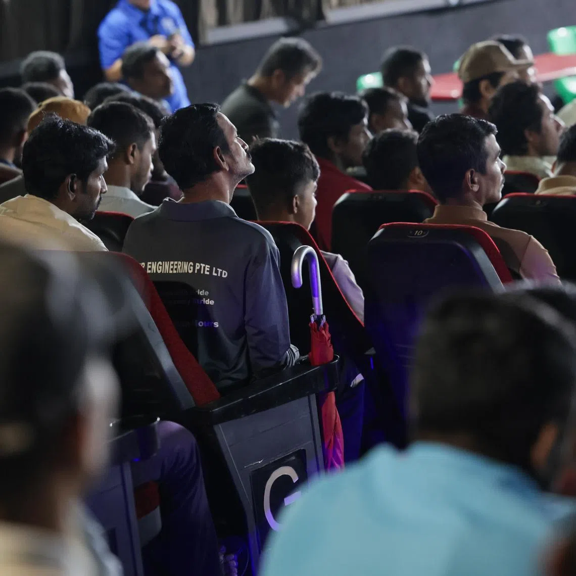 Migrant workers affected by the alleged unpaid wages involving KPA Engineering and SK Industries at Tuas View Dormitory on June 24.