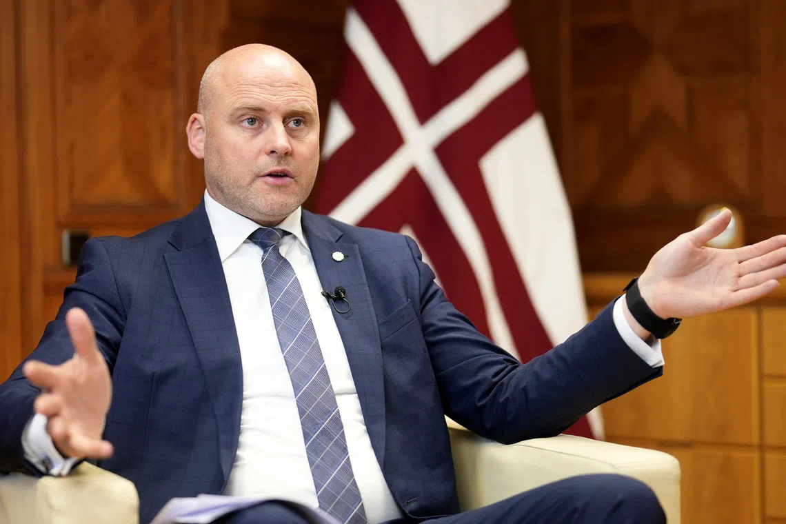 FILE PHOTO: Latvian Prime Minister Andris Kulbergs gestures as he speaks to the media in Riga, Latvia, July 16, 2026. REUTERS/Ints Kalnins/File Photo
